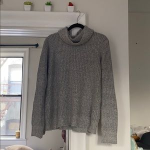 Grey oversized cowl neck fall sweater